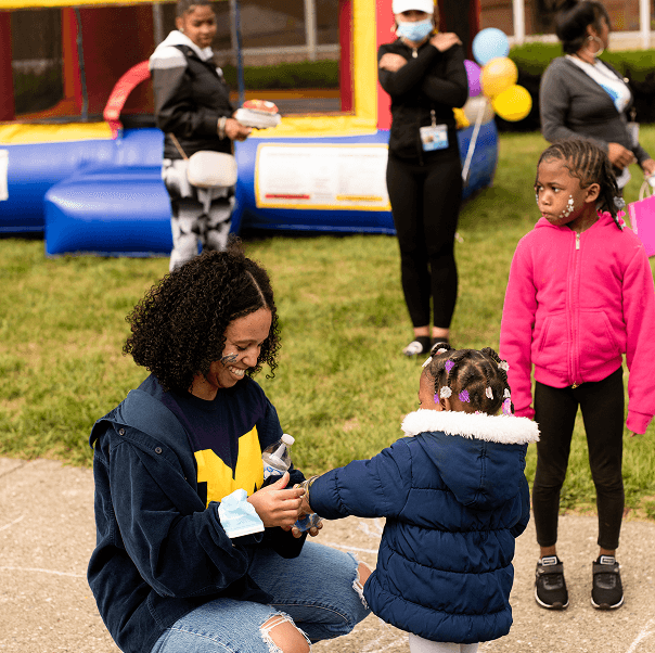 Community engagement event with people interacting